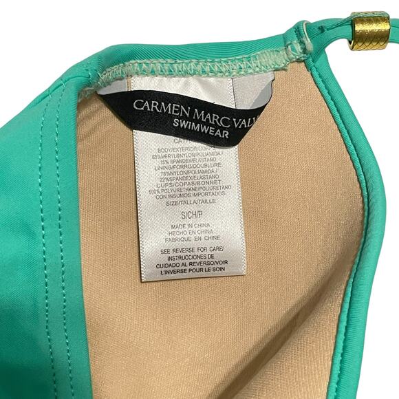 Carmen Marc Valvo Swimwear Seafoam Green Underwire Ruched Tankini Swimsuit Top - Picture 11 of 11